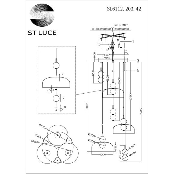 SL6112.203.42 Светильник подвесной ST-Luce Золотистый/Молочно-Белый,Прозрачно-Дымчатый LED 1*42W ODE
