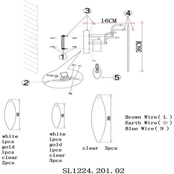 SL1224.201.02 Бра ST-Luce Золотистый/Прозрачный, Белый E14 2*60W LASTRA