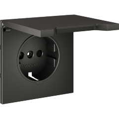 Накладка для розетки с заземлением, защитными шторками и крышкой, S70 (титан)