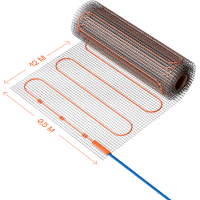 VLT01-150-6.0 Нагревательный мат (Теплый пол) длиной 12 метров и шириной полметра (0,5 метра) Voltum Т150 мощность 900Вт 150Вт/м², двужильный экранированный кабель, клеевая основа, укладка в плиточный клей/стяжку, гарантия 25 лет