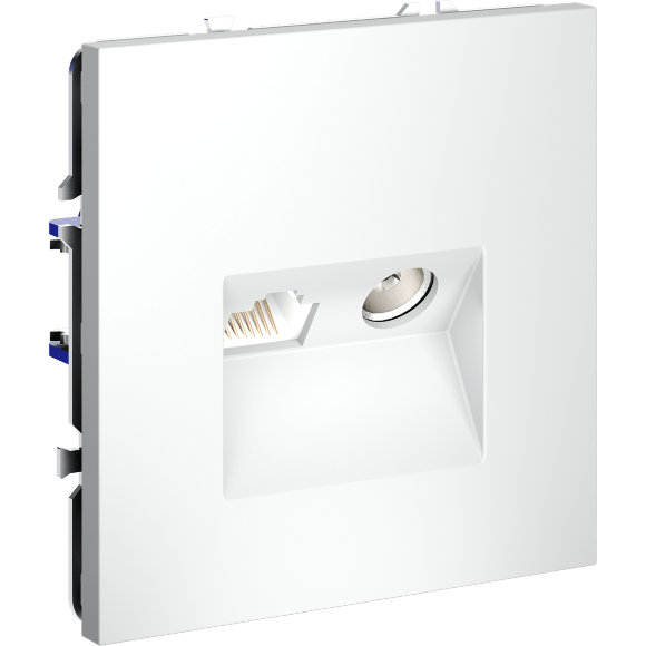 Розетка телевизионная встраиваемая VOLTUM S70 TV+RJ45 кат. 6, (белый матовый)