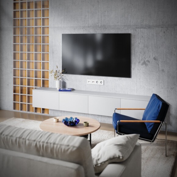 Розетка телевизионная встраиваемая VOLTUM S70 TV+RJ45 кат. 6, (белый матовый)