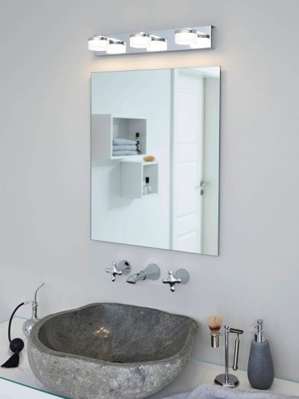 96543 ROMENDO Бра настенное светодиодное диммируемое по TRIAC, 21.6Вт, 1Лм, 3000К, IP44, хром, прозрачный пластик