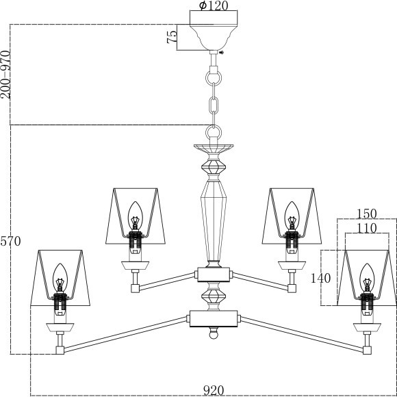 Подвесная люстра Beira MOD064PL-15N