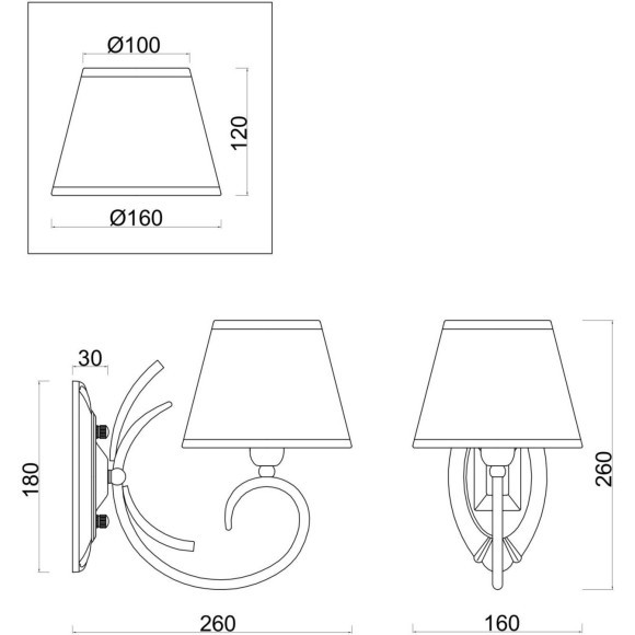 Бра Freya FR2013WL-01G Gisela под лампу 1xE14 40W