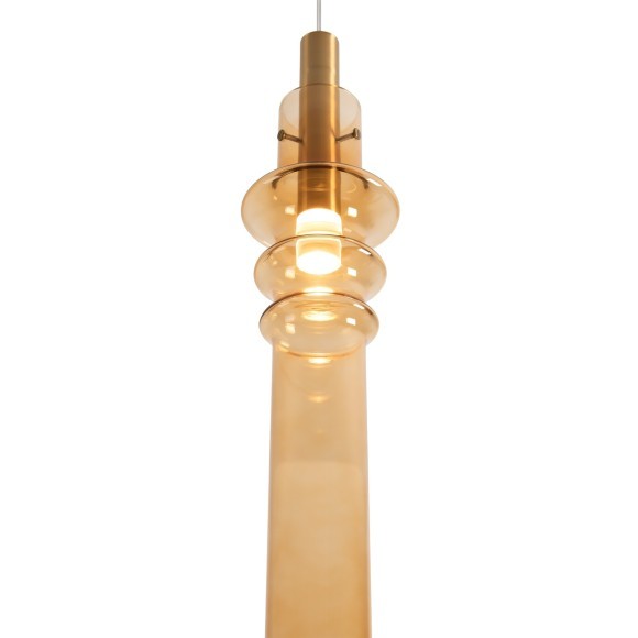 Freya Trace FR5635PL-L6AM1 Подвесной LED-светильник в стиле модерн, 6 Вт, 3000К, CRI 80, 250 лм, 360°, 220В, основание металл цвета латунь, плафон янтарное стекло, диаметр 115 мм, высота 700 - 2600 мм