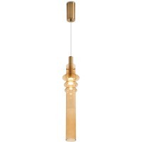 Freya Trace FR5635PL-L6AM1 Подвесной LED-светильник в стиле модерн, 6 Вт, 3000К, CRI 80, 250 лм, 360°, 220В, основание металл цвета латунь, плафон янтарное стекло, диаметр 115 мм, высота 700 - 2600 мм