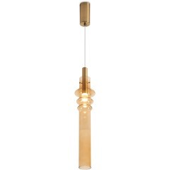 Freya Trace FR5635PL-L6AM1 Подвесной LED-светильник в стиле модерн, 6 Вт, 3000К, CRI 80, 250 лм, 360°, 220В, основание металл цвета латунь, плафон янтарное стекло, диаметр 115 мм, высота 700 - 2600 мм