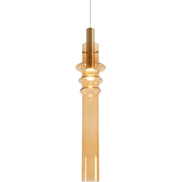 Freya Trace FR5635PL-L6AM1 Подвесной LED-светильник в стиле модерн, 6 Вт, 3000К, CRI 80, 250 лм, 360°, 220В, основание металл цвета латунь, плафон янтарное стекло, диаметр 115 мм, высота 700 - 2600 мм