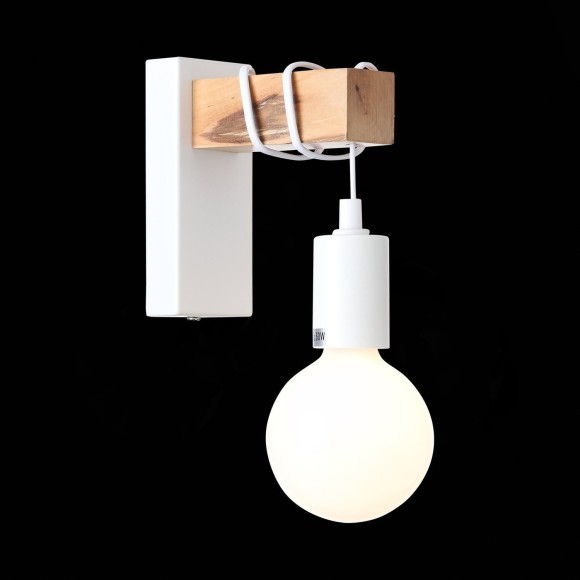 SL1142.501.01 Светильник настенный Белый, Светлое дерево E27 1*60W BAGETTI SL1142.501.01 Светильник настенный Белый, Светлое дерево E27 1*60W BAGETTI