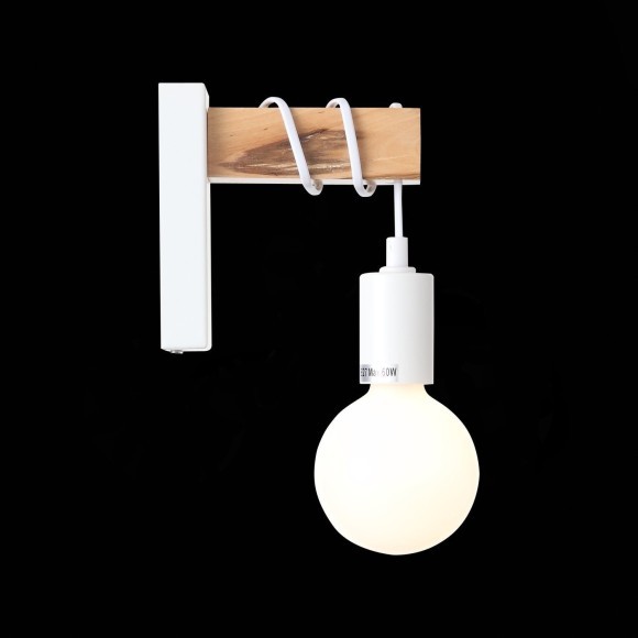 SL1142.501.01 Светильник настенный Белый, Светлое дерево E27 1*60W BAGETTI SL1142.501.01 Светильник настенный Белый, Светлое дерево E27 1*60W BAGETTI