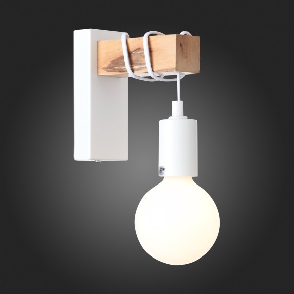 SL1142.501.01 Светильник настенный Белый, Светлое дерево E27 1*60W BAGETTI SL1142.501.01 Светильник настенный Белый, Светлое дерево E27 1*60W BAGETTI