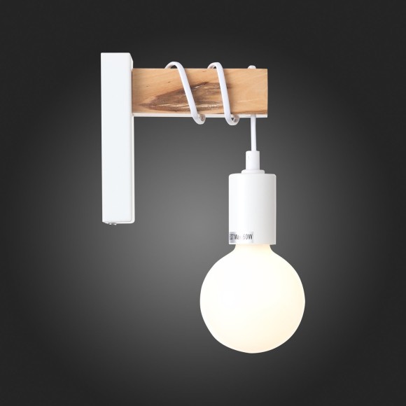 SL1142.501.01 Светильник настенный Белый, Светлое дерево E27 1*60W BAGETTI SL1142.501.01 Светильник настенный Белый, Светлое дерево E27 1*60W BAGETTI