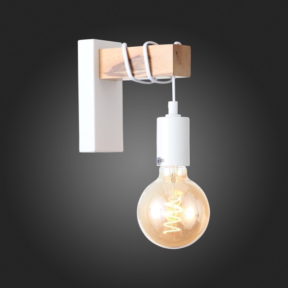 SL1142.501.01 Светильник настенный Белый, Светлое дерево E27 1*60W BAGETTI SL1142.501.01 Светильник настенный Белый, Светлое дерево E27 1*60W BAGETTI