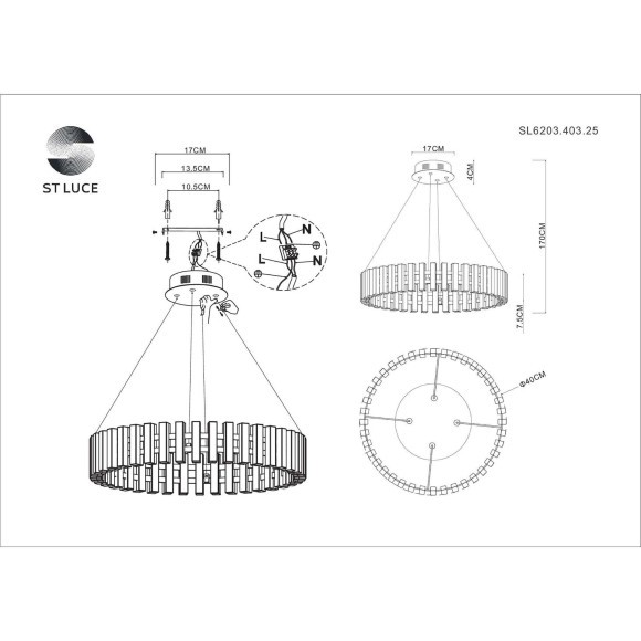 SL6203.403.25 Люстра подвесная ST-Luce Черный/Белый LED 1*25W 3000K ESTENSE