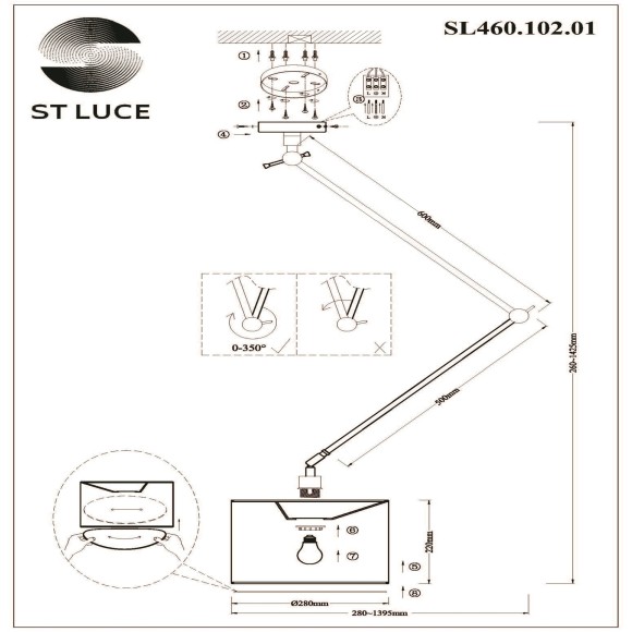 SL460.102.01 Светильник потолочный ST-Luce Хром/Белый E27 1*60W (из 2-х коробок) MARCIA
