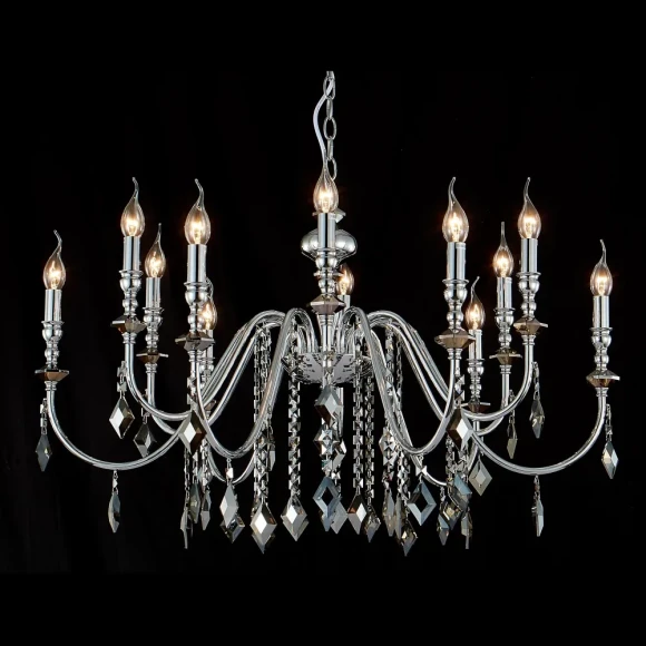 Люстра Crystal Lux MERCEDES SP6+6 CHROME/SMOKE Люстра Crystal Lux MERCEDES SP6+6 CHROME/SMOKE