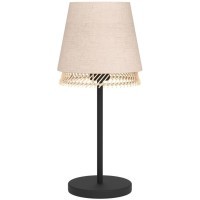 43977 Настольная лампа TABLEY, 1X40W (E27), H425, сталь, черный / текстиль, дерево, коричневый