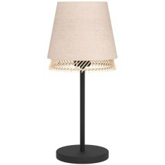 43977 Настольная лампа TABLEY, 1X40W (E27), H425, сталь, черный / текстиль, дерево, коричневый