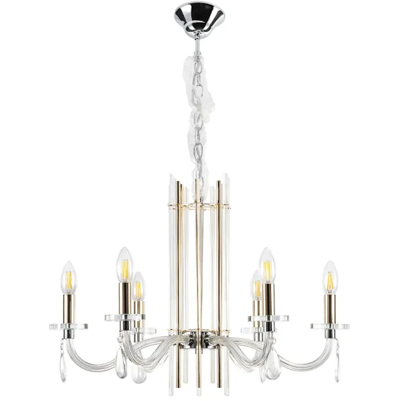 Люстра Crystal Lux AURELIO SP6 GOLD+CHROME/TRANSPARENT