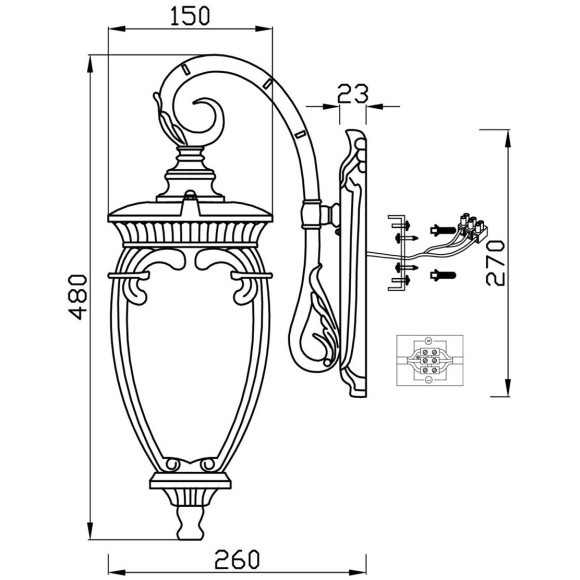 Уличный настенный светильник Maytoni O414WL-01BZ Fleur IP44 под лампу 1xE27 60W