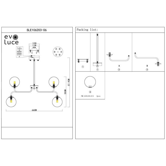 SLE106203-06 Светильник подвесной ST-Luce Золотистый/Белый G9 LED 6*5W REDJINO