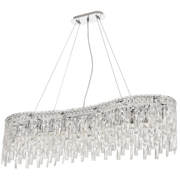 ABRIL SP12 L1200 Crystal Lux Люстра, хромированная металлическая арматура, прозрачный хрусталь, 12×E14 до 40 Вт, 1200×300×290 мм, IP20, 220 В