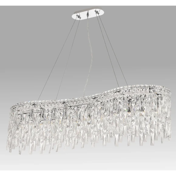 ABRIL SP12 L1200 Crystal Lux Люстра, хромированная металлическая арматура, прозрачный хрусталь, 12×E14 до 40 Вт, 1200×300×290 мм, IP20, 220 В