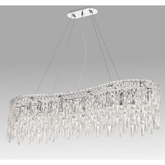 ABRIL SP12 L1200 Crystal Lux Люстра, хромированная металлическая арматура, прозрачный хрусталь, 12×E14 до 40 Вт, 1200×300×290 мм, IP20, 220 В