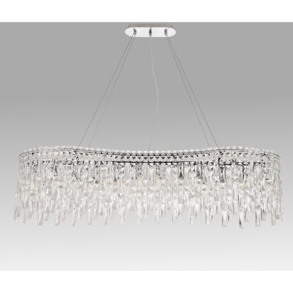 ABRIL SP12 L1200 Crystal Lux Люстра, хромированная металлическая арматура, прозрачный хрусталь, 12×E14 до 40 Вт, 1200×300×290 мм, IP20, 220 В