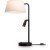 Freya Flint FR2066TL-L40B Настольный светильник с LED-подсветкой регулируемой по углу рассеивания, 1xE14 до 40Вт (нет в комплекте), 220В, подсветка: 3000К, CRI80, 150лм, 10-60 град, раздельное включение, черный металл, плафон белый абажур, 525x350x250мм