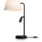 Freya Flint FR2066TL-L40B Настольный светильник с LED-подсветкой регулируемой по углу рассеивания, 1xE14 до 40Вт (нет в комплекте), 220В, подсветка: 3000К, CRI80, 150лм, 10-60 град, раздельное включение, черный металл, плафон белый абажур, 525x350x250мм