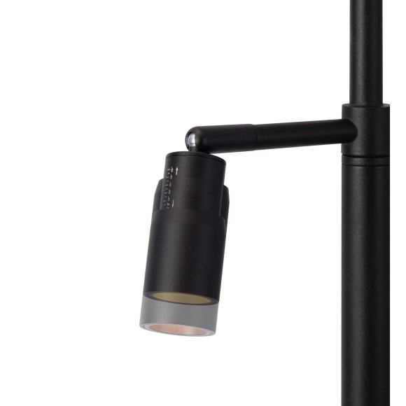 Freya Flint FR2066TL-L40B Настольный светильник с LED-подсветкой регулируемой по углу рассеивания, 1xE14 до 40Вт (нет в комплекте), 220В, подсветка: 3000К, CRI80, 150лм, 10-60 град, раздельное включение, черный металл, плафон белый абажур, 525x350x250мм