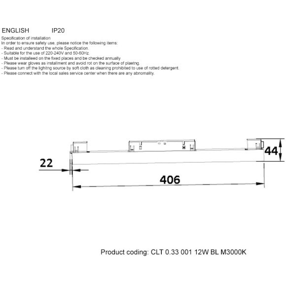 CLT 0.33 001 12W BL M3000K Трековый магнитный светодиодный светильник Crystallux Space 48V CRI90+ 3000К 780Лм 120° 12W