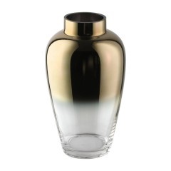 421358 Ваза декоративная KENYASI, H270, ?155, стекло, прозрачный, золотой, зеркальный 421358 Ваза декоративная KENYASI, H270, ?155, стекло, прозрачный, золотой, зеркальный