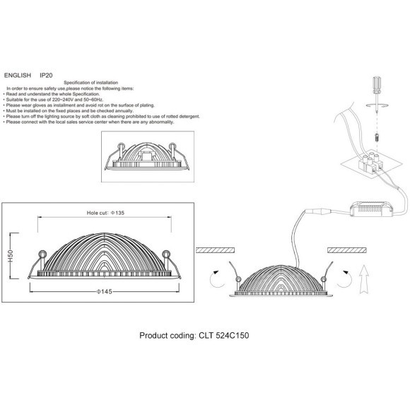 Светильник встраиваемый Crystal Lux CLT 524C150 WH