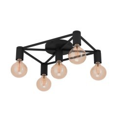 43721 EGLO SPEKE Потолочный светильник с 5 лампами E27, 200Вт, IP20, L415 B310 H105, сталь, черный 43721 EGLO SPEKE Потолочный светильник с 5 лампами E27, 200Вт, IP20, L415 B310 H105, сталь, черный