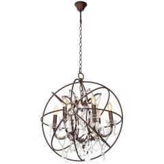 LOFT1897/6 Loft It FOUCAULTS ORB CRYSTAL Подвесная люстра коричневая, 6 ламп E14, металл и стекло, IP20, 220 В
