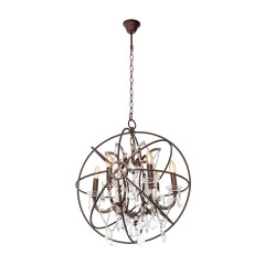 LOFT1897/6 Loft It FOUCAULTS ORB CRYSTAL Подвесная люстра коричневая, 6 ламп E14, металл и стекло, IP20, 220 В