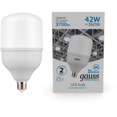 63234 Лампа Gauss Elementary T120 42W 3700lm 6500K E27 LED 1/12 63234 Лампа Gauss Elementary T120 42W 3700lm 6500K E27 LED 1/12