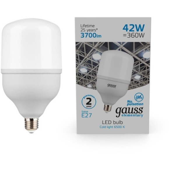 63234 Лампа Gauss Elementary T120 42W 3700lm 6500K E27 LED 1/12