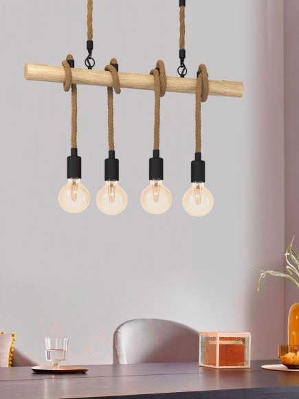 43318 Подвес YOUNGSTOWN, 4X40W(E27), сталь, дерево, черный, коричневый 43318 Подвес YOUNGSTOWN, 4X40W(E27), сталь, дерево, черный, коричневый