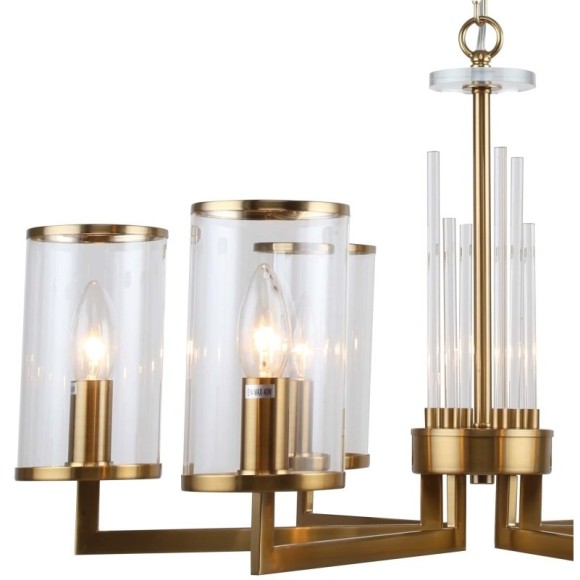 1046/05/06P Stilfort Vase (Вэйс) Бронзовая подвесная люстра с прозрачными стеклянными плафонами E14 на 6 ламп