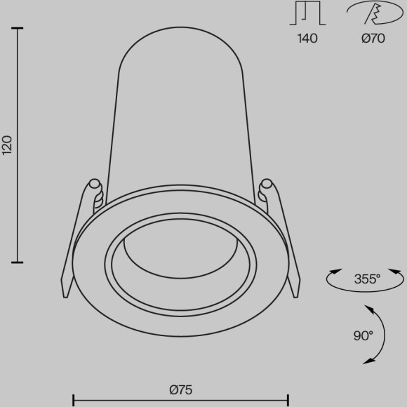 Встраиваемый светильник Maytoni FOCUS LED 4000K 12Вт 60° DL125-L12-4K-B