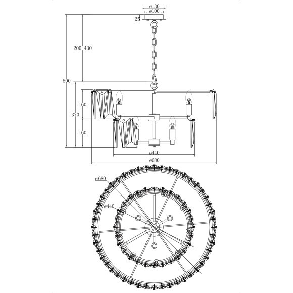 Подвесная люстра Puntes MOD043PL-12G Подвесная люстра Puntes MOD043PL-12G