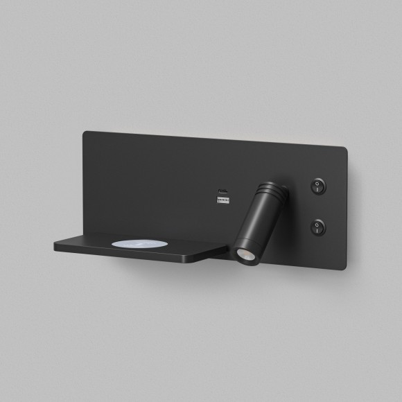 Светильник настенный DK5092-BK Denkirs с функцией беспроводной зарядки телефона CHARGELUX USB-A  usb type-c, 3Вт+8Вт, 3000К