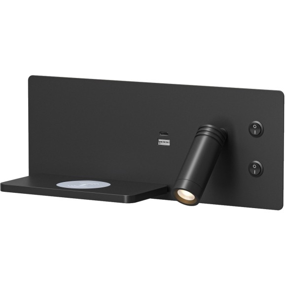 Светильник настенный DK5092-BK Denkirs с функцией беспроводной зарядки телефона CHARGELUX USB-A  usb type-c, 3Вт+8Вт, 3000К