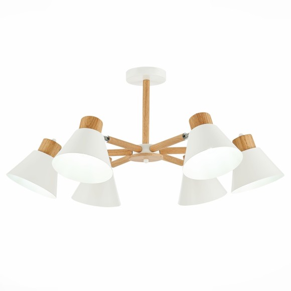 SLE103702-06 ST Luce BUVE Светильник потолочный, E27,6х60W, светлое дерево, белый/белый