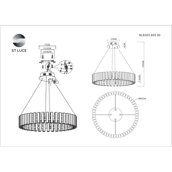 SL6203.403.50 Люстра подвесная ST-Luce Черный/Белый LED 1*50W 3000K ESTENSE