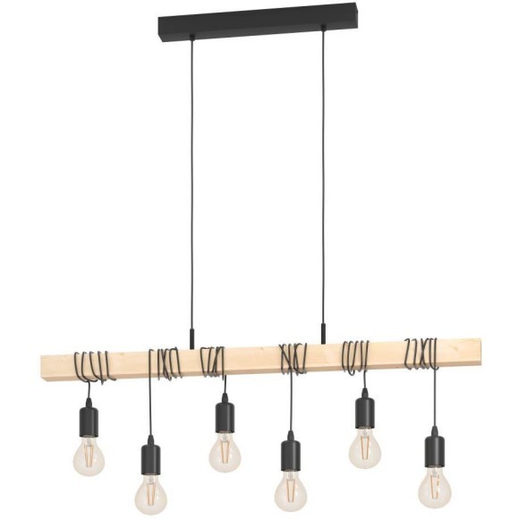 43513 Подвес TOWNSHEND, 6х60W(E27), L1000, B100, H1100, сталь, черный/дерево